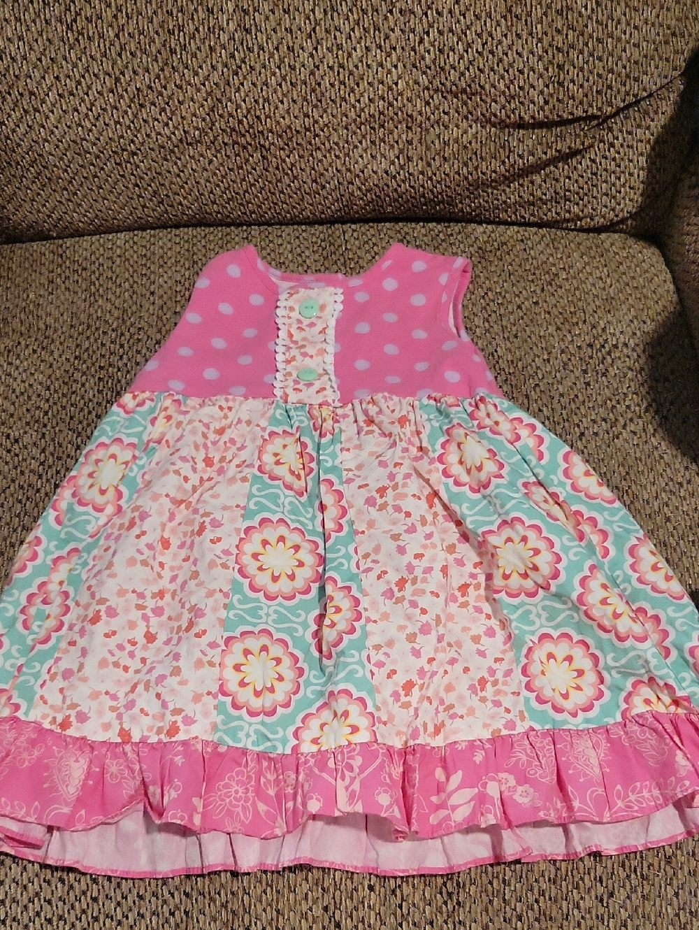 Pink Floral Patchwork Girls Dress